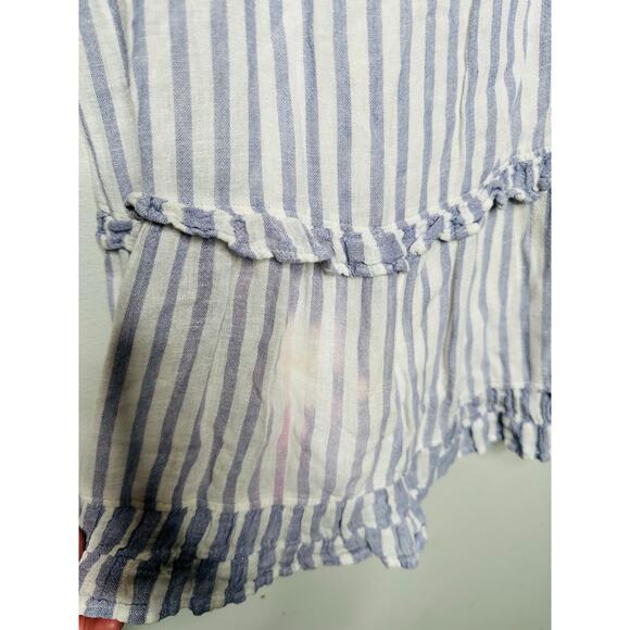 RAILS Blue White Scoop Neck Linen Blend Ruffled Tiers Sandy A-Line Dress Size S - Picture 6 of 10